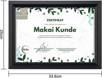 Thumbnail for Bilderrahmen Länge 33,6 cm und Höhe 25 cm mit abziehbarer Schutzfolie, Innen Zertifikat Makai Kunde