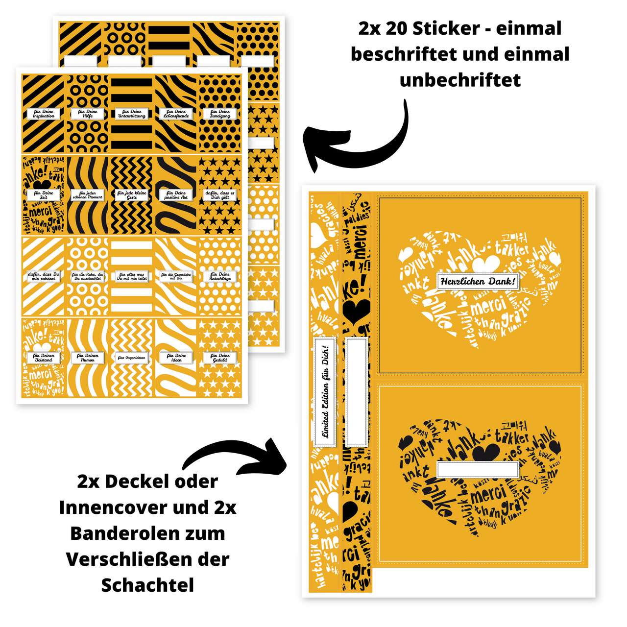 Merci Aufkleber für 2x 250g Packungen zum selber Beschriften