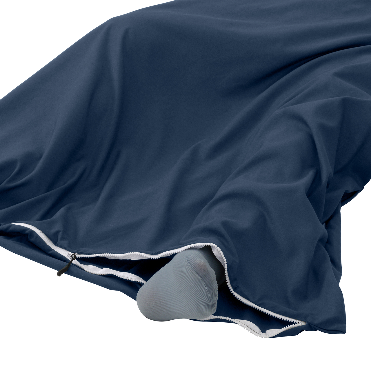 Traveler's Pal Hüttenschlafsack aus 100% Baumwolle - Schlafsack mit Reißverschluss an Seite und Fußende - Leichter und dünner Inlett Sommerschlafsack atmungsaktiv und hautfreundlich Indigoblau.
