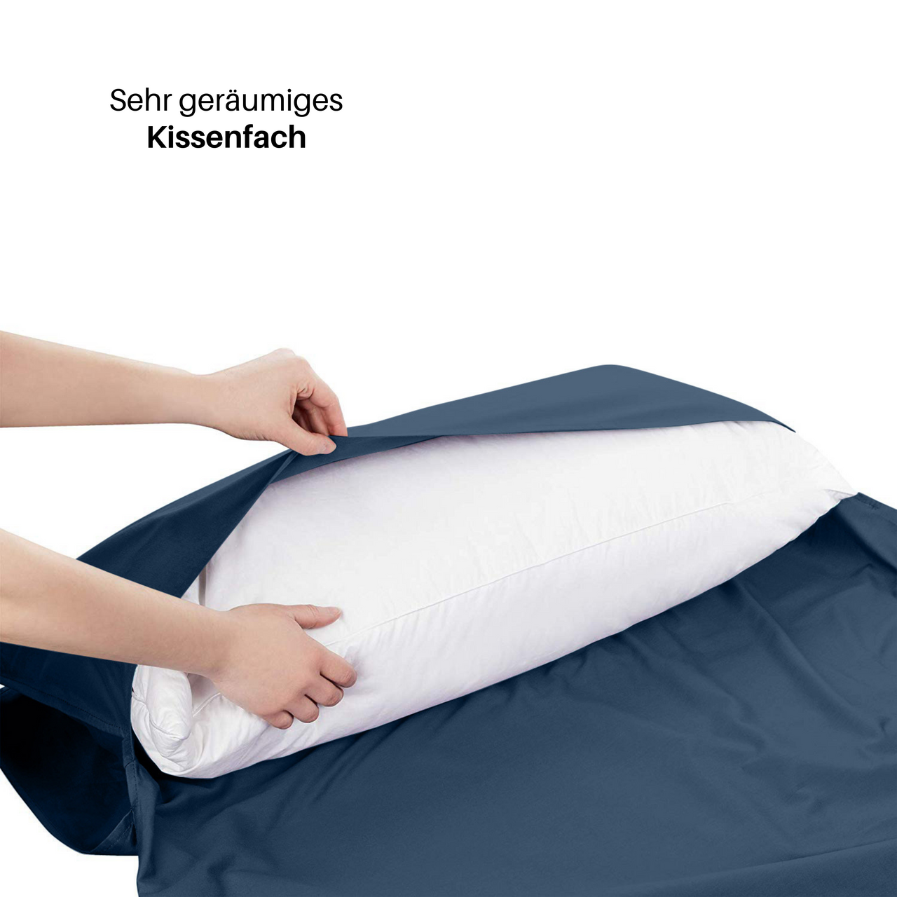 Traveler's Pal Hüttenschlafsack aus 100% Baumwolle - Schlafsack mit Reißverschluss an Seite und Fußende - Leichter und dünner Inlett Sommerschlafsack atmungsaktiv und hautfreundlich Indigoblau. Sehr geräumiges Kissenfach. 