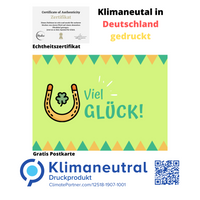 Thumbnail for Klimaneutral in Deutschland gedruckt. Gratis Postkarte Viel Glück für Glücksbringer Hufeisen.