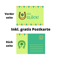 Thumbnail for Vorderseite und Rückseite von gratis Postkarte zu Hufeisen als Geschenk Glücksbringer