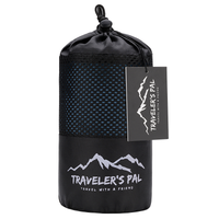Thumbnail for Traveler's Pal Hüttenschlafsack aus 100% Baumwolle - Schlafsack mit Reißverschluss an Seite und Fußende - Leichter und dünner Inlett Sommerschlafsack atmungsaktiv und hautfreundlich Indigoblau.