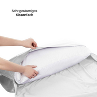 Thumbnail for Traveler's Pal Hüttenschlafsack aus 100% Baumwolle - Schlafsack mit Reißverschluss an Seite und Fußende - Leichter und dünner Inlett Sommerschlafsack atmungsaktiv und hautfreundlich Silbergrau. Sehr geräumiges Kissenfach.
